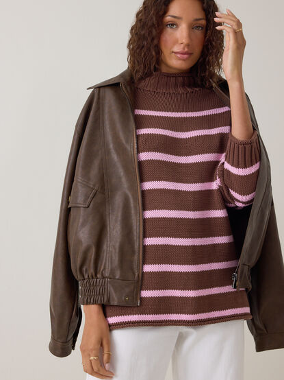 Carolyn Mock Neck Striped Sweater - AS Kids