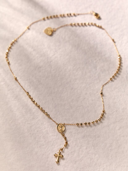 Beaded Y Neck Cross Necklace - AS Kids