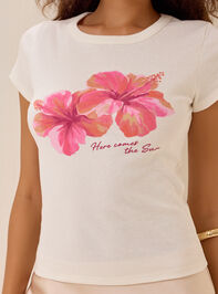 Here Comes the Sun Hibiscus Baby Tee Detail 2 - AS Kids