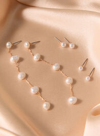 18K Gold Pearl Dangle Trio Pack Detail 2 - AS Kids