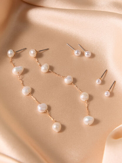 18K Gold Pearl Dangle Trio Pack - AS Kids