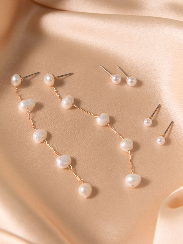 18K Gold Pearl Dangle Trio Pack Detail 2 - AS Kids