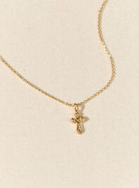 18K Gold Amen Cross Charm Necklace Detail 2 - AS Kids