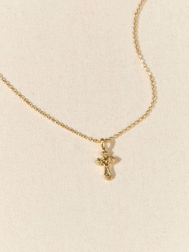 18K Gold Amen Cross Charm Necklace Detail 2 - AS Kids