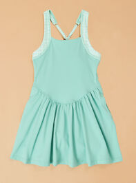 Greta Gingham Trim Athletic Dress Detail 2 - AS Kids