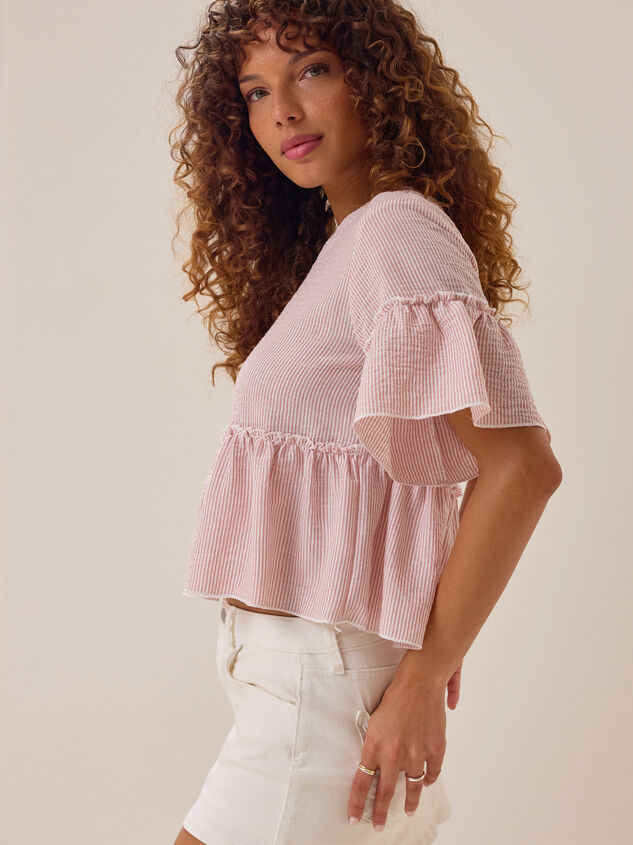 Calista Stripe Peplum Top Detail 5 - AS Kids