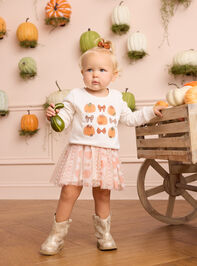 Lucille Pumpkin and Bow Skirt Toddler Set Detail 3 - AS Kids