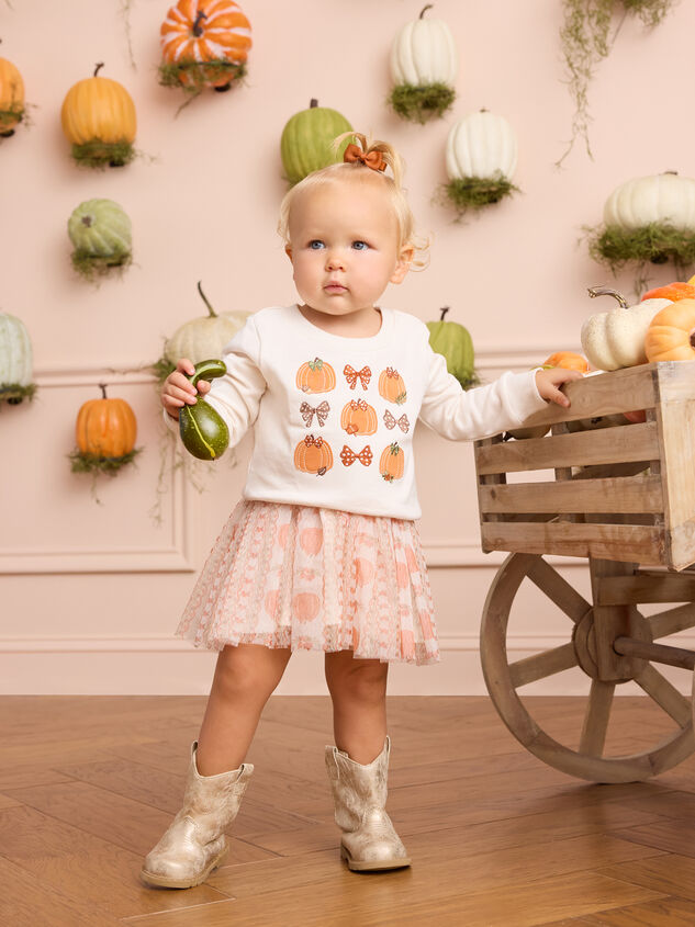 Lucille Pumpkin and Bow Skirt Toddler Set Detail 3 - AS Kids