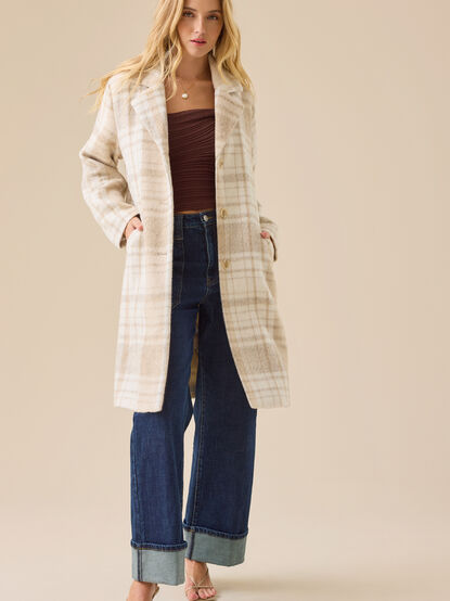 Jolie Plaid Wool Peacoat - ALTAR'D STATE KIDS