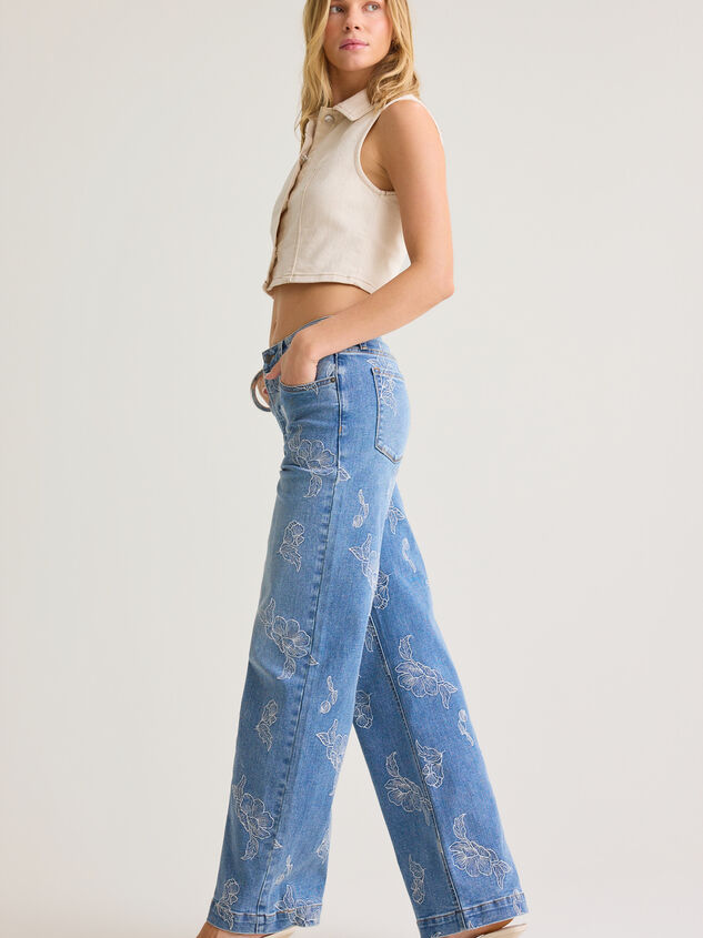 Iris High Rise Embroidered Jeans Detail 4 - AS Kids