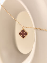 Dainty Brown Clover Necklace Detail 2 - AS Kids