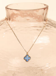 14K Gold Blue Clover Charm Necklace - AS Kids