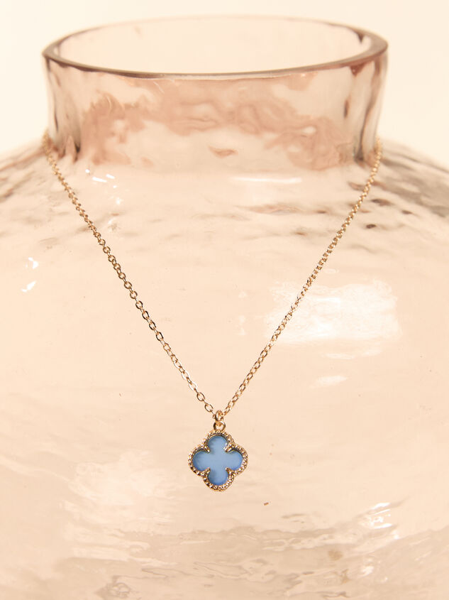 14K Gold Blue Clover Charm Necklace - AS Kids