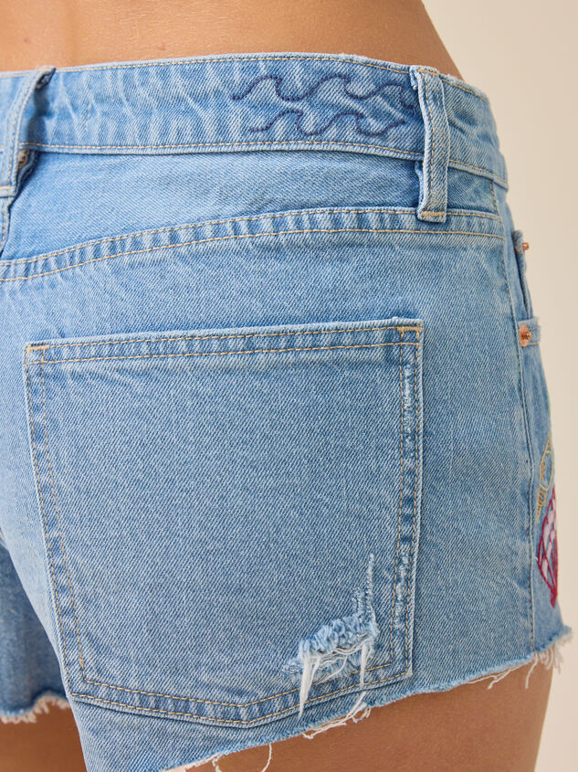 Isla Sea Embroidered Denim Short Detail 7 - ALTAR'D STATE KIDS