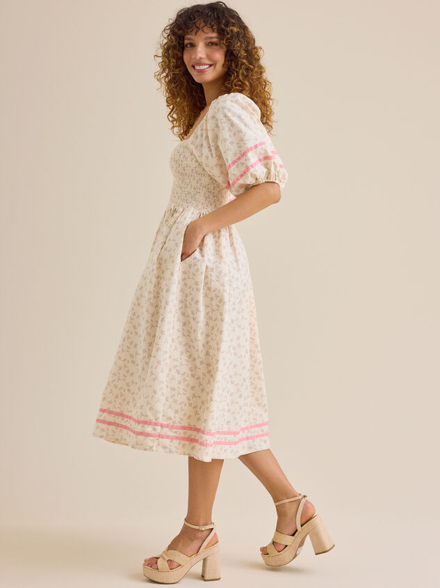 Ella Velvet Trim Floral Mama Dress Detail 4 - ALTAR'D STATE KIDS