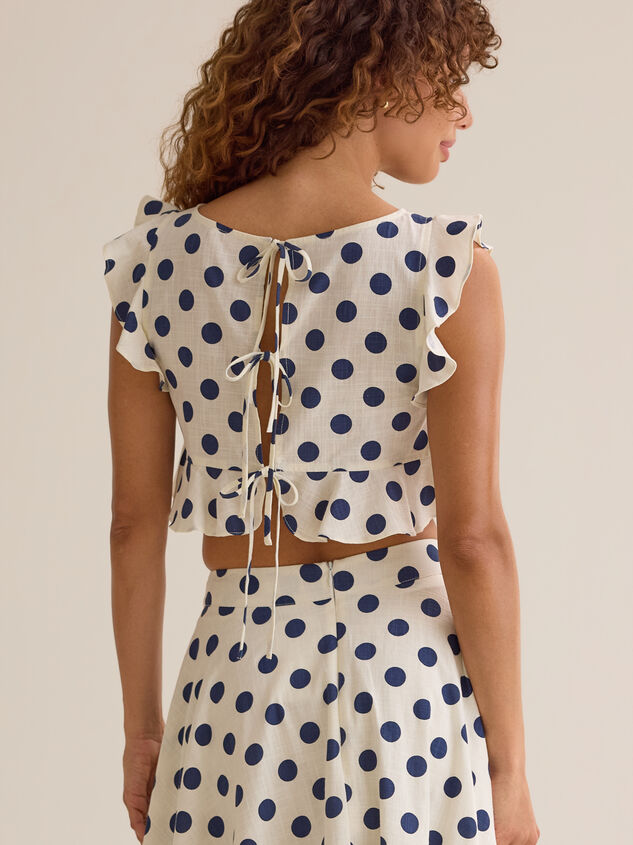 Billie Polka Dot Linen Top Detail 3 - AS Kids