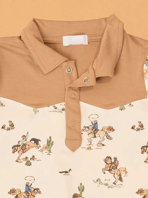 Horse Wrangler Long Sleeve Romper Detail 2 - AS Kids