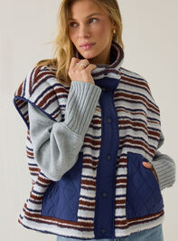 Marlow Stripe Sherpa Vest Detail 4 - AS Kids