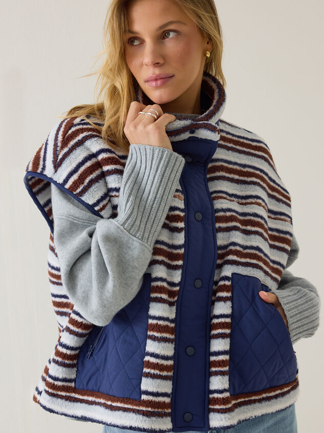 Marlow Stripe Sherpa Vest Detail 4 - AS Kids