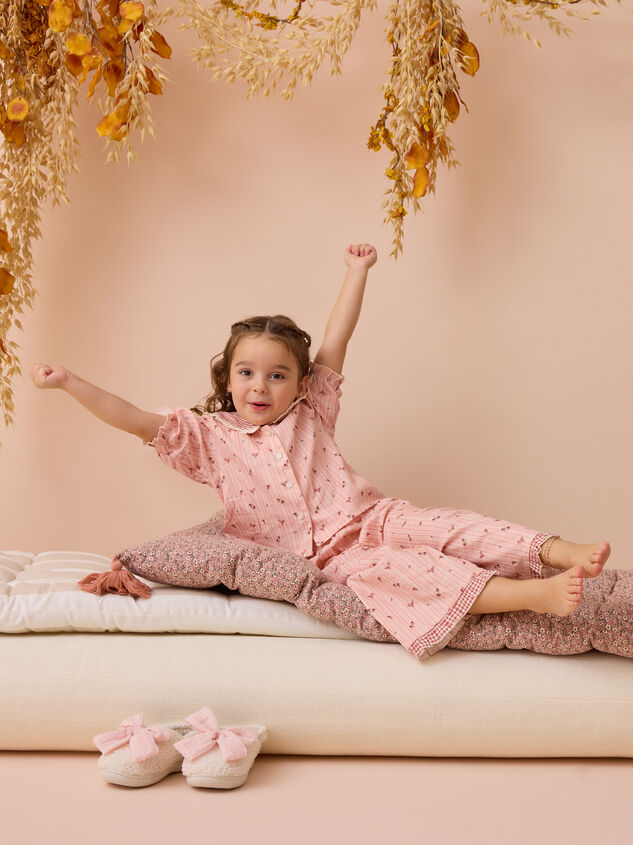 Emma Floral Peter Pan Collar Pajama Set Detail 2 - AS Kids