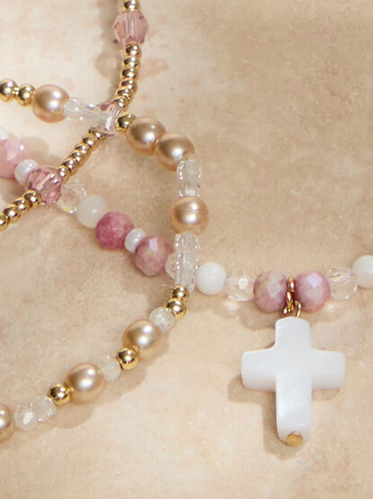 Beaded Cross Charm Bracelet Set - ALTAR'D STATE KIDS