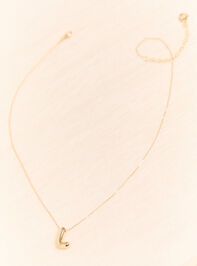 18K Gold L Bubble Monogram Necklace Detail 2 - AS Kids
