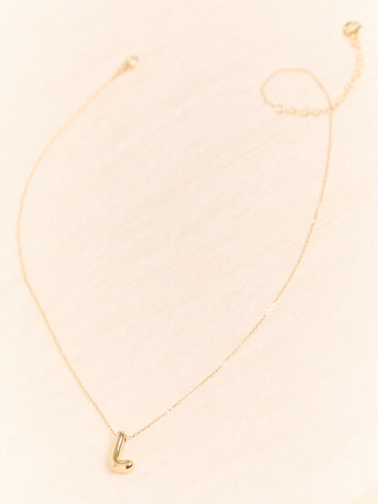 18K Gold L Bubble Monogram Necklace - AS Kids
