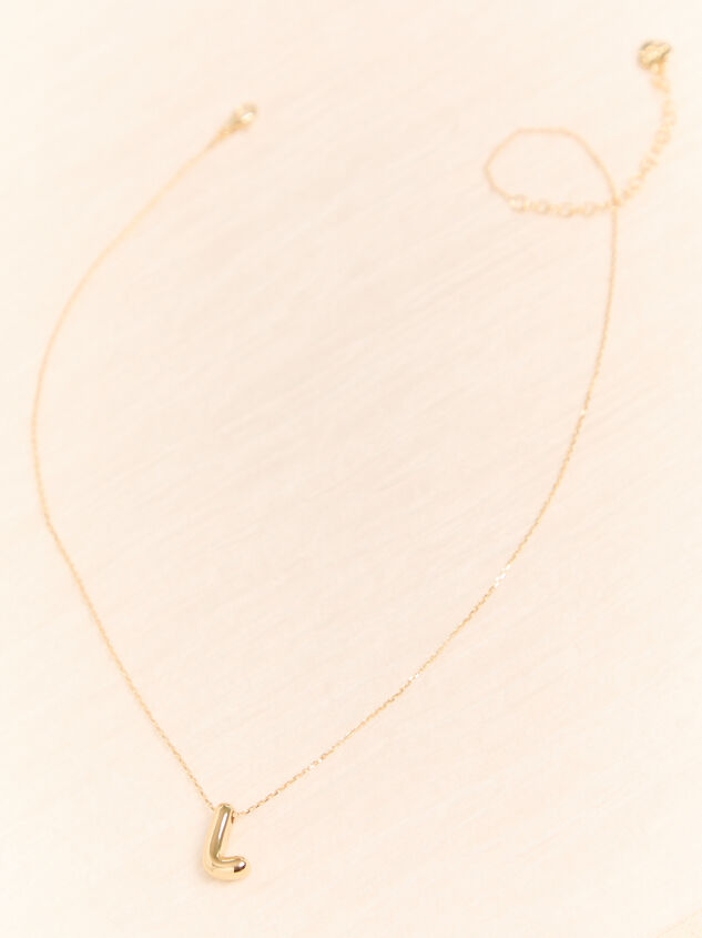 18K Gold L Bubble Monogram Necklace Detail 2 - AS Kids