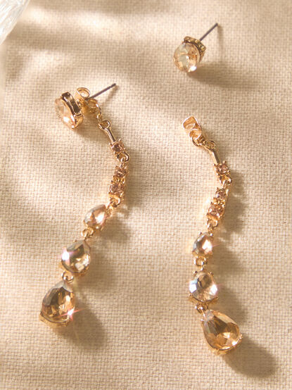 Champagne Linear Jewel Earrings - AS Kids