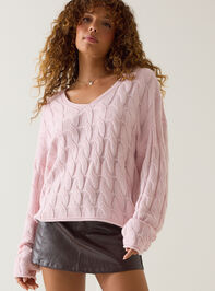 Harper V-Neck Cable Knit Sweater Detail 3 - AS Kids