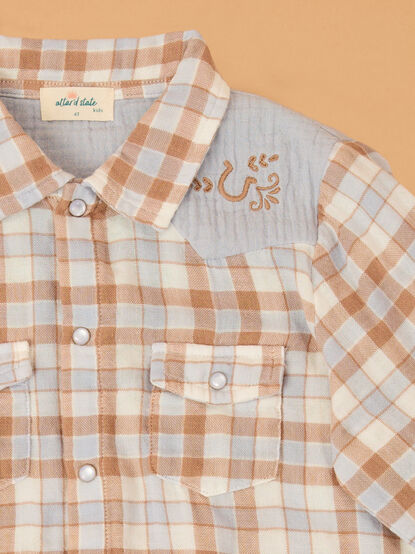 Western Plaid Button Up Shirt - AS Kids