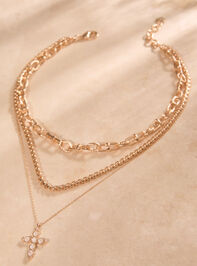 Layered Cross Charm Necklace Detail 2 - ALTAR'D STATE KIDS