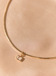 18K Gold Wire Square Charm Necklace Detail 2 - AS Kids