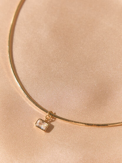 18K Gold Wire Square Charm Necklace - AS Kids