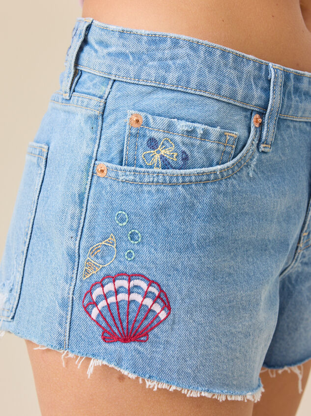 Isla Sea Embroidered Denim Short Detail 4 - ALTAR'D STATE KIDS