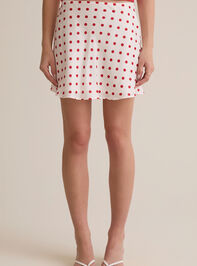 Maeve Polka Dot Satin Mini Skirt Detail 3 - ALTAR'D STATE KIDS