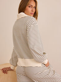 Fine Line Stripe Quarter-Zip Pullover Detail 5 - AS Kids