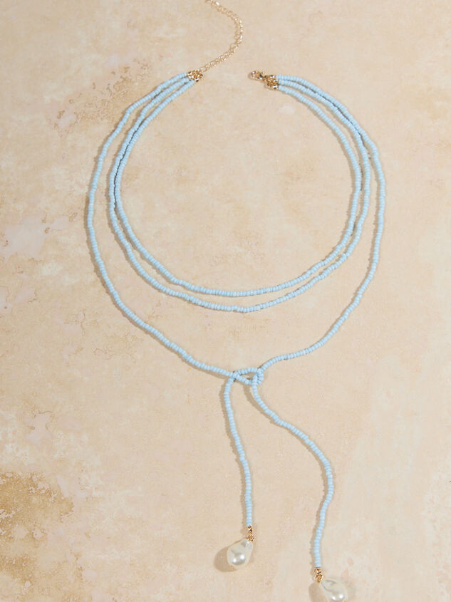 Blue Beaded Wrap Necklace With Pearls Detail 2 - ALTAR'D STATE KIDS