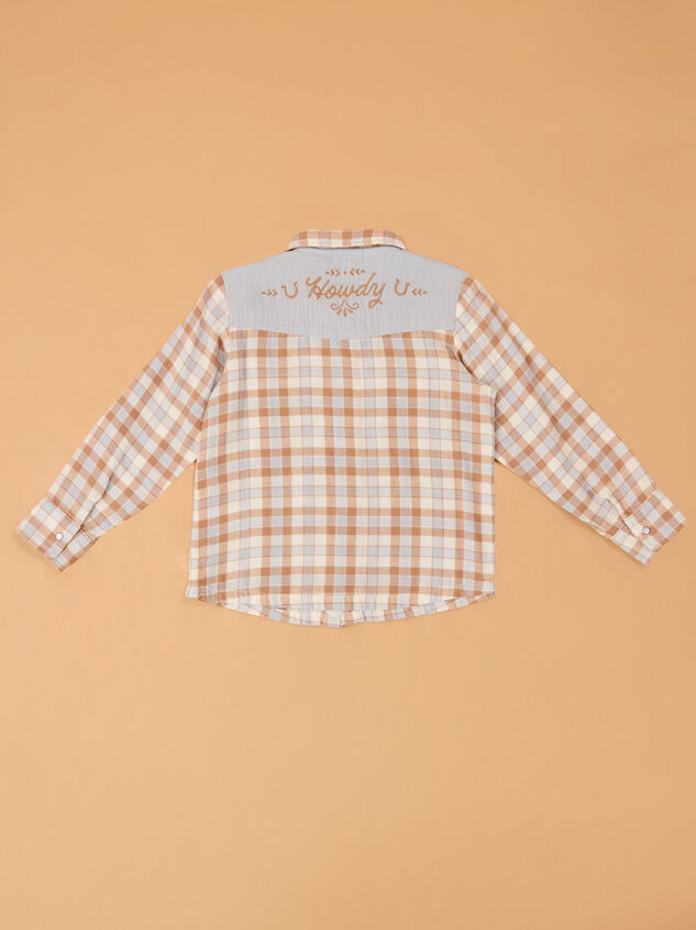 Western Plaid Button Up Shirt Detail 4 - AS Kids