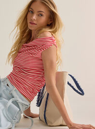Charla Stripe Boat Neck Top Detail 4 - AS Kids