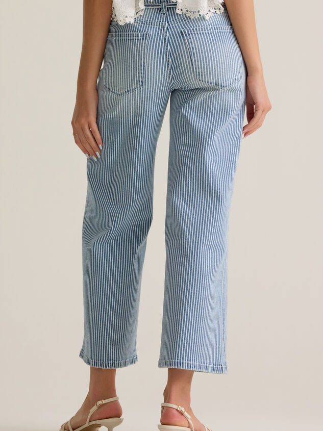 Peyton High Rise Stripe Denim Pant Detail 5 - AS Kids