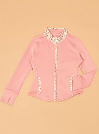 Abby Floral Trim Full Zip Jacket Detail 2 - AS Kids