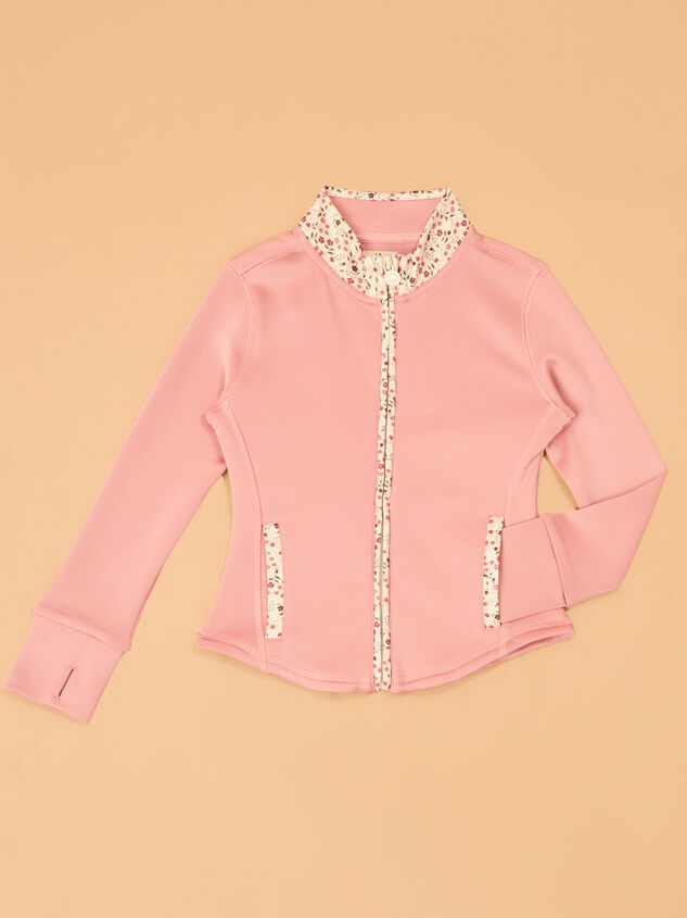 Abby Floral Trim Full Zip Jacket Detail 2 - AS Kids