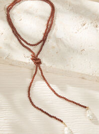 Brown Beaded Wrap Necklace Detail 3 - AS Kids
