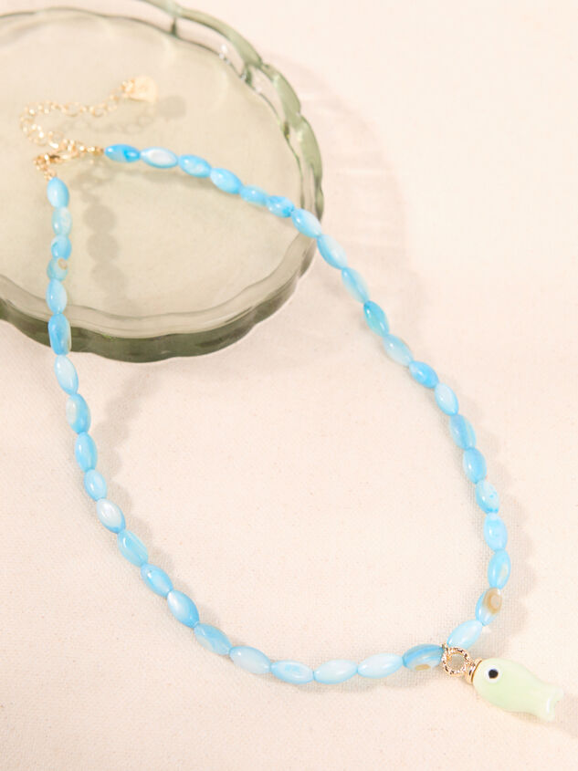 Turquoise Coastal Fish Charm Necklace - AS Kids