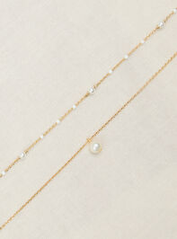 18K Gold Layered Gold and Pearl Necklace Detail 2 - ALTAR'D STATE KIDS