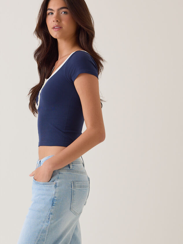 Lennox Contrast Trim Henley Cami Detail 3 - AS Kids