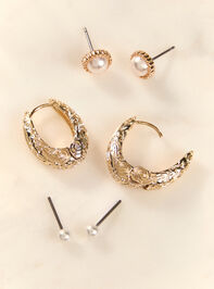 Floral Pearl 3 Pack Earring Set Detail 2 - AS Kids