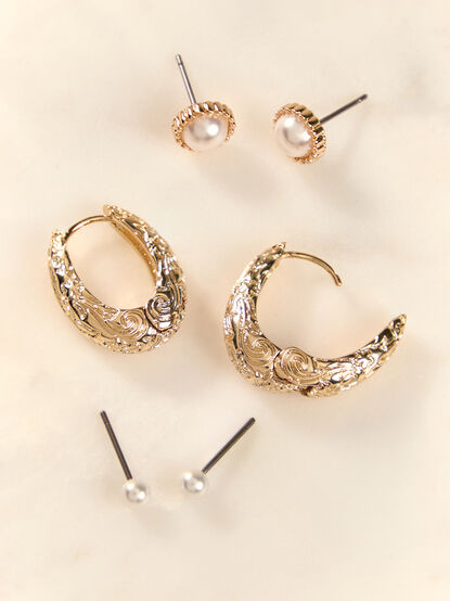 Floral Pearl 3 Pack Earring Set - AS Kids