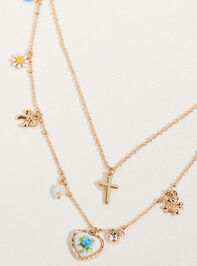 Dainty Daisy Layered Charm Necklace Detail 3 - ALTAR'D STATE KIDS